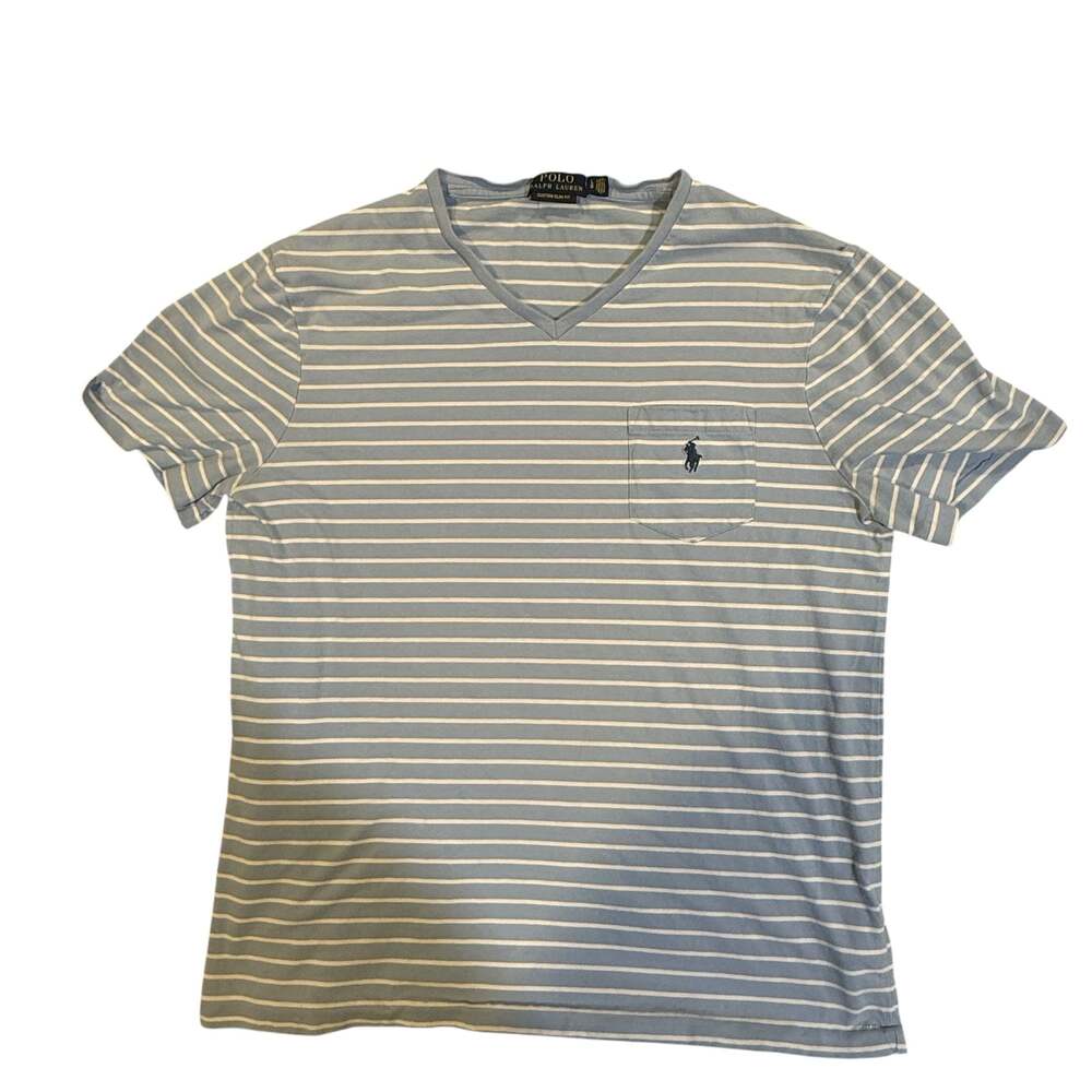 Polo Ralph Lauren Custom Slim Fit Striped V-Neck Pocket T-Shirt Size L